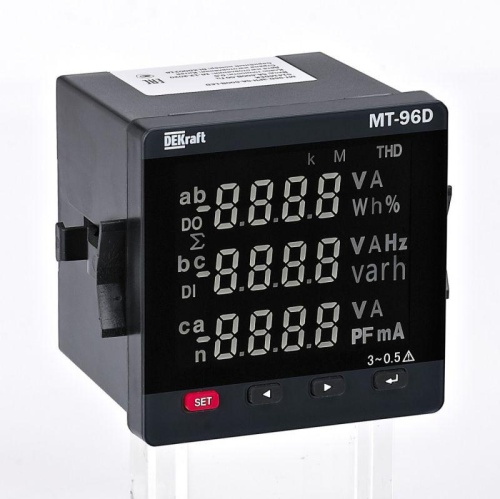 Мультиметр цифровой МТ-72D 3ф вх. 600В 5А 72х72мм LED-дисплей | код. 50400DEK | DEKraft
