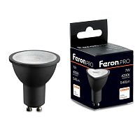 Лампа светодиодная LED 7вт 230в GU10 белый с линзой 38 гр. черный корпус Feron PRO | код 48955 | Feron