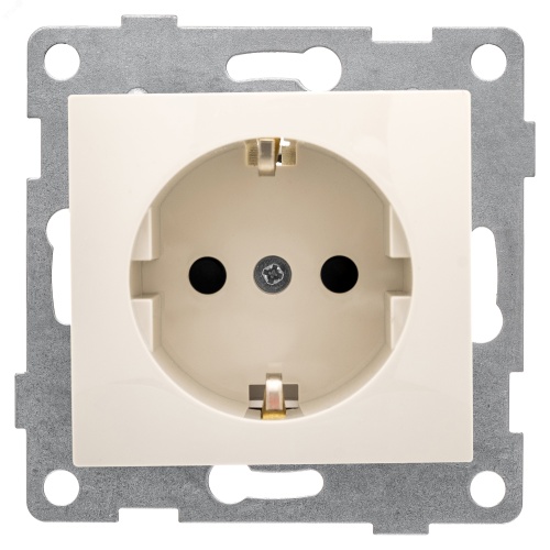 GUSI Bravo механизм розетки 1-ой с/з с з/ш, скрытая установка, 16А, 250В. Цвет бежевый. | код С10Р4-003 | GUSI ELECTRIC