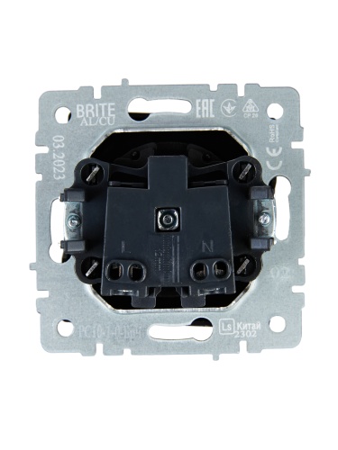 BRITE Розетка 1-местная без заземления без защитных шторок 10А РС10-1-0-БрЧ черный | код BR-R10-10-K02 | IEK фото 2