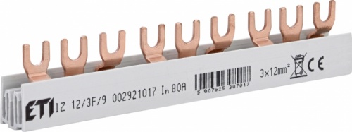 Шина питания IZ 12/3F/ 9 (12мм2, 3P, 0.16м, Fork, 9mod.) | код 002921017 | ETI