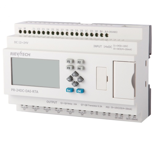 Программируемый логический контроллер PR-24DC-DAI-RTA, 12_24VDC, 12DI(4AI), 2AI, 2TO, 6RO, 1AO, RTC, RS232, RS485, ЖКИ | код PR-24DC-DAI-RTA | Rievtech