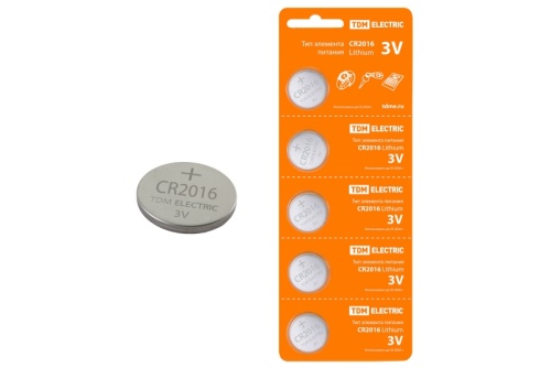 Элемент питания CR1616 Lithium 3V BP-5 TDM | код SQ1702-0025 | TDM