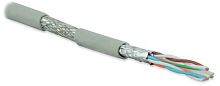 Кабель витая пара экранированная (S/FTP) категория 6a 4 пары (23 AWG) одножильный (solid) каждая пара в фольге общий экран - медная оплетка LSZH серый, Hyperline SFTP4-C6A-S23-IN-LSZH-GY-500 (500 м) | код 236246 | Hyperline