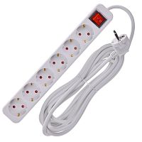 UMA Удлинитель У06К 6 мест 2P+PE 5м 3х1,5мм2 16А белый IEK | код UM-YP10-16-06-05-ZK-K01 | IEK