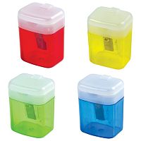 Точилка STAFF OfficeBox, с контейнером и крышкой, прямоугольная, тонированный ассорти, 226533 | код 226533 | STAFF
