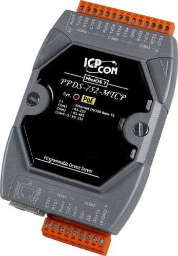PPDS-752-MTCP CR Programmable Device Server with PoE, Modbus Gateway, 4 RS-232 ports and 1 RS-485 port | код 00-06083312 | ICP DAS