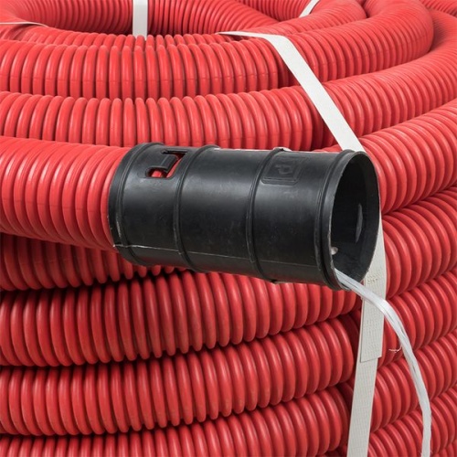 Труба гофр, двустенная ПНД/ПНД гибкая с протяжкой d63 мм (50 м) красная-Plast | код tg2st-63-50m | EKF фото 4
