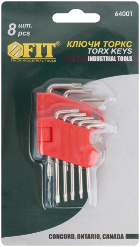 Набор ключей "звездочки" CrV Т5-Т20 в пластик. держателе (уп.8шт) FIT 64001 фото 3