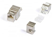 Вставка Keystone Jack RJ-45(8P8C) категория 6 экранированная тип 180 градусов белая, Hyperline KJ5-8P8C-C6-180-SH-F-WH | код 29845 | Hyperline