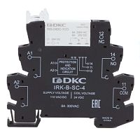 Реле интерфейсное, 1CO, ком. ток 6А, AgSnO2, напряжение 110V AC/DC, винтовые клеммы. | код IRK-110UC-1CO | DKC