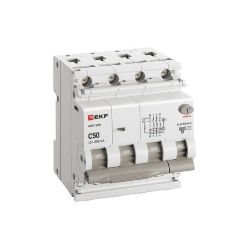 Автоматический выключатель дифференциального тока АВДТ-63N 3P+N 50А 300мА характеристика C тип AC электронный 6кА PROXIMA EKF | код D63N46E50C300 | EKF фото 3 Автоматический выключатель дифференциального тока АВДТ-63N 3P+N 50А 300мА характеристика C тип AC электронный 6кА PROXIMA EKF | код D63N46E50C300 | EKF фото 3