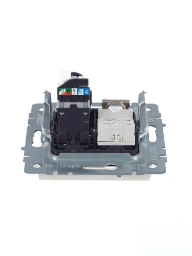 BRITE Розетка двойная RJ11+RJ45 кат.5E РК/Т12-БрЖ жемчуг | код BR-KT20-O-1-K36 | IEK фото 4