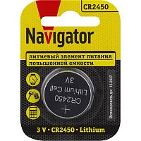Элемент питания литиевый CR2450 93 824 NBT-CR2450-BP1 (блист.1шт) | код 93824 | NAVIGATOR