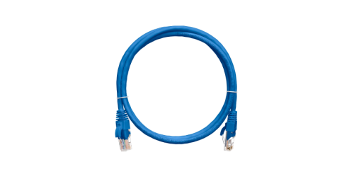 Коммутационный шнур NIKOMAX U/UTP 4 пары, Кат.5е (Класс D), 100МГц, 2хRJ45/8P8C, T568B, заливной, с защитой защелки, многожильный, BC (чистая медь), 24AWG (7х0,205мм), LSZH нг(А)-HFLTx, синий, 0,15м | код NMC-PC4UD55B-001-C-BL | NIKOMAX Сер