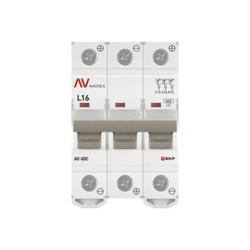 Выключатель автоматический AV-6 DC 3P 16A (L) 6kA EKF AVERES | код mcb6-DC-3-16L-av | EKF фото 5 Выключатель автоматический AV-6 DC 3P 16A (L) 6kA EKF AVERES | код mcb6-DC-3-16L-av | EKF фото 5