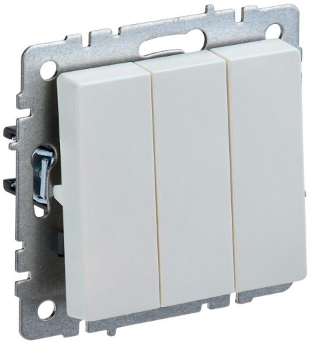 BRITE Выключатель 3-клавишный 10А ВС10-3-0-БрЖ жемчуг | код BR-V30-0-10-K36 | IEK