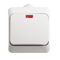 Выключатель 1-кл. ОП Этюд 10А IP44 10AX с подсветкой бел. | код BA10-045B | Schneider Electric