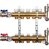 Коллектор распределительный из латуни без расходомеров 5 вых. | код SMB 0468 000005 | STOUT