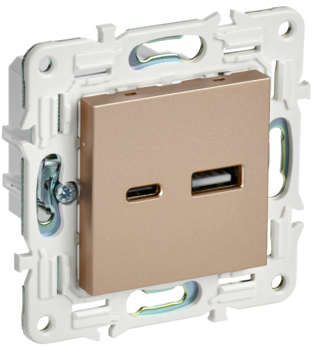 SKANDY Роз. USB A+C 3,1А SK-R14Sa песоч. IEK | код SK-U22-D31-K98 | IEK