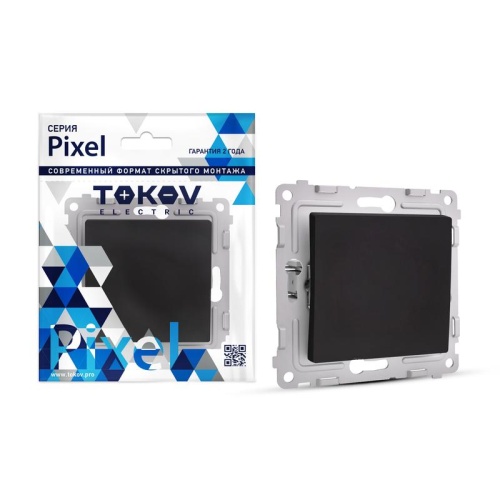 Переключатель проходной 1-кл. СП Pixel 10А IP20 механизм карбон | код TKE-PX-P1-C14 | TOKOV ELECTRIC