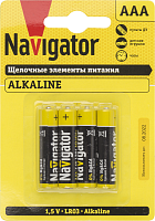 Элемент питания алкалиновый AAA/LR03 61 462 NBT-NPE-LR03-BP4 | код 61462 | Navigator