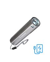 Фонарь аккумуляторный ручной LED 1Вт линза аккум. Li-ion 18650 1.2А.ч Power-bank USB-шнур ABS-пластик