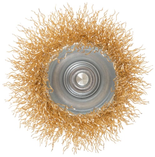 Щетка для дрели, Чашка, латунированная витая проволока 0,3 мм, 50 мм, блистер, Profi | код 82-910 | FIT фото 5