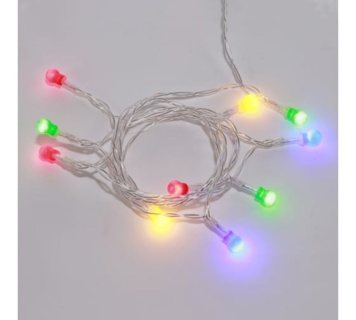 Гирлянда светодиодная "Шарики" 1.5м 10LED мультиколор провод прозр. 2хAA (батарейки не в комплекте) | код 303-092 | Neon-Night