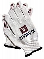 TRV-2-5510 Перчатки трикотажные Thorvik с точечным полимерным покрытием, модель Экстра, х/б, 10 класс вязки, размер 10 | код TRV-2-5510 | Thorvik