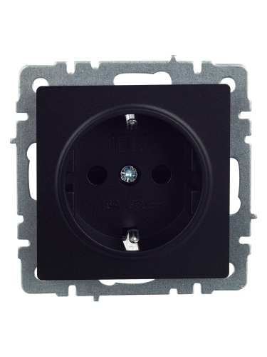 BRITE Розетка 1-местная с заземлением с защитными шторками 16А РС14-1-0-БрЧ черный | код BR-R14-16-K02 | IEK фото 6