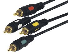 Шнур 4RCA Plug - 4RCA Plug 1.5М (GOLD) REXANT | код 17-0312 | REXANT