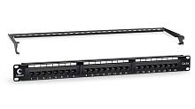 Cabeus PL-24-Cat.6a-Dual IDC Патч-панель 19 (1U), 24 порта RJ-45, категория 6a, Dual IDC, с задним кабельным организатором | код 7651c | Cabeus