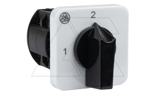 Переключатель BS 25 55 U, 2P, 25A, тип 1-2 (90°), 2NO на 1_2, на дверь, фронт IP40 | код EAC602623 | Rade Koncar