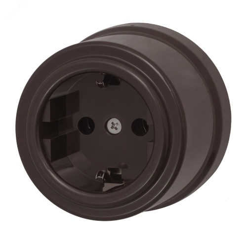 Розетка с заземляющим контактом, коричневый | код R1-101-22 | Bironi Розетка с заземляющим контактом, коричневый | код R1-101-22 | Bironi