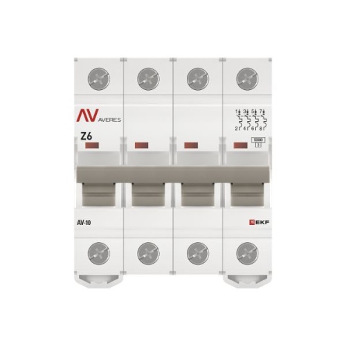 Выключатель автоматический AV-10 4P 6A (Z) 10kA EKF AVERES | код mcb10-4-06Z-av | EKF фото 5