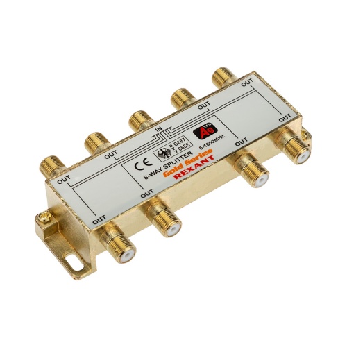 ДЕЛИТЕЛЬ ТВ х 8 + 9шт. F BOX 5-1000 МГц GOLD REXANT | код 05-6105-1 | REXANT