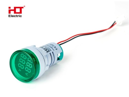 Индикатор значения тока и напряжения AD-22 (LED) d22мм зеленый IP54 HLT | код 085-06-260| HLT