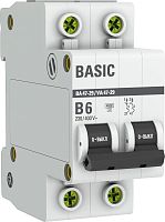 Автоматический выключатель 2P 6А (B) 4,5кА ВА 47-29 EKF Basic|mcb4729-2-06-B|EKF 