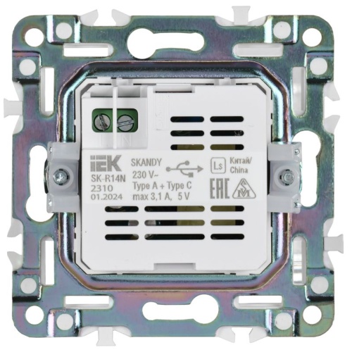 SKANDY Розетка USB A+C 3,1А SK-R14N никель IEK | код SK-U22-D31-K50 | IEK фото 5 SKANDY Розетка USB A+C 3,1А SK-R14N никель IEK | код SK-U22-D31-K50 | IEK фото 5