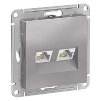 Розетка компьютерная 2xRJ45 Cat.5 ATLASDESIGN, алюминий | код. ATN000385 | Schneider Electric