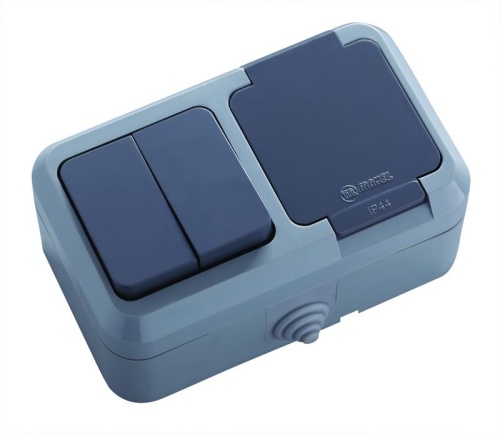 Блок ОП IP44 сер. (2кл. выкл.+роз/крыш) п/герм. Makel 18151 Блок ОП IP44 сер. (2кл. выкл.+роз/крыш) п/герм. Makel 18151