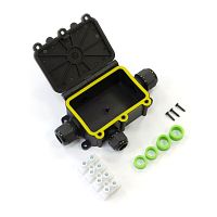 Коробка распределительная с откидной крышкой 4-вводная IP68 ПА66 40А 450В d3,5-12 мм 131х95х37 | код PR08.13153 | Промрукав