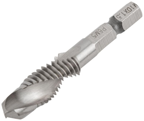 Сверло-Метчик комбинированное метрическое, быстрорежущая (HSS) сталь Р6М5, М10х1.5 мм, 26/59 мм | код 70908 | FIT фото 2 Сверло-Метчик комбинированное метрическое, быстрорежущая (HSS) сталь Р6М5, М10х1.5 мм, 26/59 мм | код 70908 | FIT фото 2