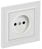 Розетка BRITE РСР10-1-0-БрАБ 10А в сборе без заземл. без защ. шторок арктич. бел. IEK BR-R10-10-K91-F