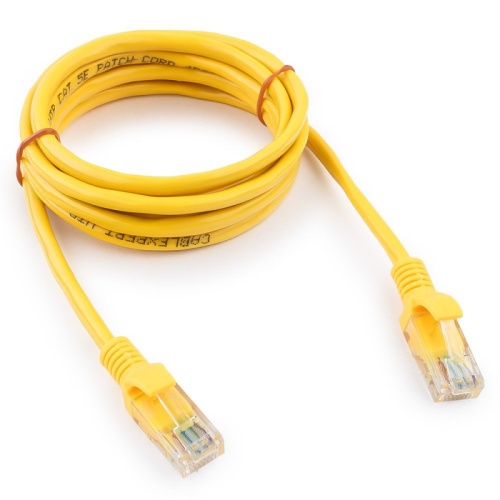 Патч-корд UTP Cablexpert PP12-2M/Y кат.5e, 2м, литой, многожильный (жёлтый) | код PP12-2M/Y | Cablexpert