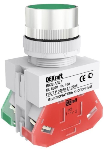 Кнопка зеленая выключения ABLF-22 220В ВK-22 | код. 25013DEK | Schneider Electric