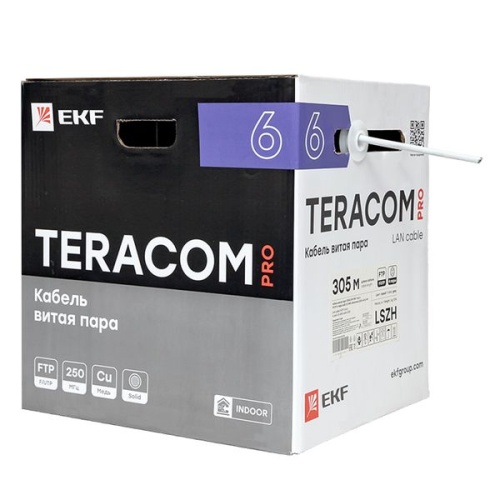 Кабель витая пара TERACOM PRO Cat.6 F/UTP 4 пары solid 23AWG оболочка LSZH нг(А)-HF цвет серый (упак. 305м) | код TRP-6FTP-04LSH-GY-IN3 | EKF фото 5 Кабель витая пара TERACOM PRO Cat.6 F/UTP 4 пары solid 23AWG оболочка LSZH нг(А)-HF цвет серый (упак. 305м) | код TRP-6FTP-04LSH-GY-IN3 | EKF фото 5