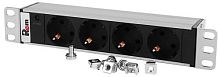Блок розеток Rem-10 без шнура, 4 Sсhuko, вход IEC 60320 C14, 10 A, алюм., 10 | код R-10-4S-220-Z | REM