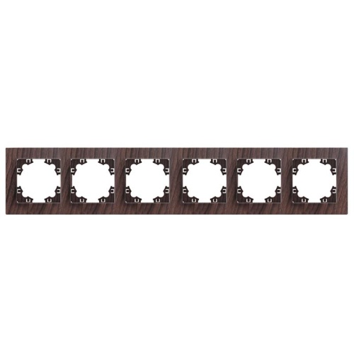 Рамка шестиместная горизонтальная Афина венге (еврослот) | код A1043-V | Universal